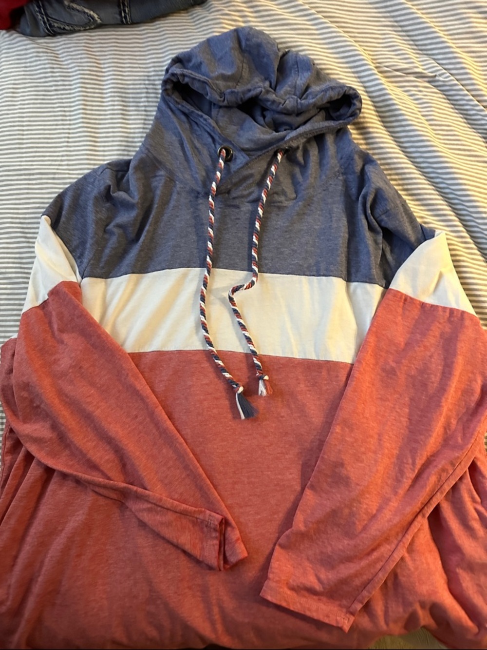 Maurices Colorblock Hooded Tunic - Red, White & Blue. 🇺🇸 - Picture 2 of 5